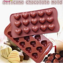 100pcslot 15 Holes Heart Shape Chocolate Mold DIY Silicone Cake Decoration1886100