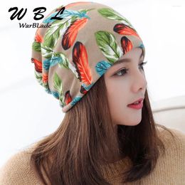 Berets WarBLade Women Beanies Skullies Lady Fashion High Quality Hip Hop Floral Winter Cap Scarf Adult Polyester Autumn Hat Headdress