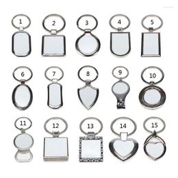 Keychains 15 Shapes Sublimation Transfer Paper Blanks DIY Metal Round Key Rings Heat Press Po Custom Jewellery Making Smal22 1606