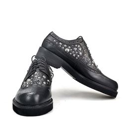 Handmade Crystal Derby Brogue Oxfords Cow Leather High Quality Men Wedding Dress Shoes6860186