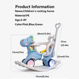 Rocking Chair Wooden Ride On Toys Kid Music Rocking Horse Plastic Flashing Rocking Horse Sliding Cart Baby Infant Multi-function