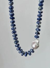 Brass Natural Lazurite Baroque Pearl Choker Necklace Women Jewelry Punk Designer Runway Rare Gown Boho Japan Korean 240511