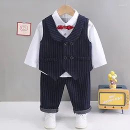 Clothing Sets Baby Boy Clothes Children Suits Autumn Kids Gentleman Style Coats T-Shirt Pants 3pcs/set Infant Boys Outfits