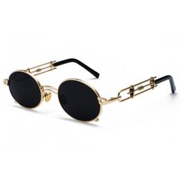 Sonnenbrille Modestil Metal Round Steampunk Männer Retro Vintage Gothic Dampf Punk Sonnenbrille für Frauen Sommer 2022Sunglasse 207d