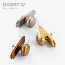 Dooroom Brass Furniture Handles Matt Nickel Yellow Bronze Pulls With Base Cupboard Wardrobe Dresser Shoe Box Drawer Cabinet Knob