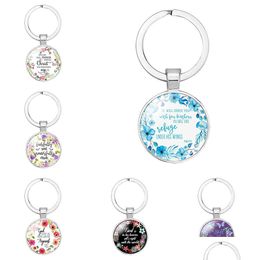 Keychains & Lanyards New Arrival Christian Scripture Women Catholic Bible Rose Flower Charm Key Ring Chains For Men Fashion Relin Jew Dhtvj