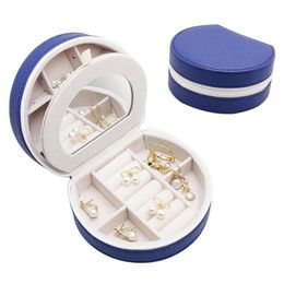 Jewelry Boxes Portable Box Organizer Pu Leather Jewellery Case With Mirror For Rings Earrings Necklace Travel Drop Delivery Packing Di Dh1Sx
