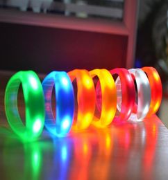 100pcs Sound Control Led Flashing Bracelet Light Up Bangle Wristband Music Activated Night light Club Activity Disco Cheer toy SN27459995