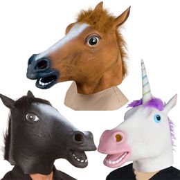 Halloween Masks Latex Horse Head Cosplay Animal Costume Set Theatre Prank Crazy Party Props Head Set Horse Mask Dog Horse Masks 220716 2018