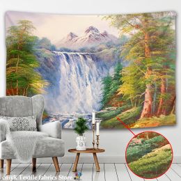 3D Forest Waterfall Tapestry Wall Hanging Rainbow Natural Landscape Bohemian Hippie Table Mat Home Decor Background Cloth