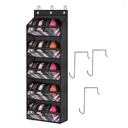 Jewelry Pouches Over Door Hat Racks For Baseball Caps Clear Deep Pockets Organizer Closet Or Wall With 3 Hooks Display