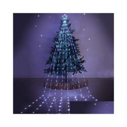 Christmas Decorations 9X2M Stars String Light Led Waterfall Tree Fairy Lights With Top Star Outdoor Decor Garland Drop Delivery Home G Dhmfs