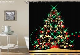 Shower Curtains Bling Christmas Tree Merry Happy Year Home Decor Waterproof Bathroom Curtain