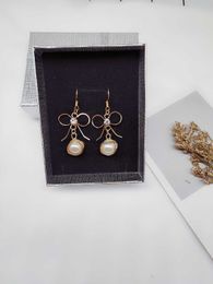 2024 925 Silver Pearl Diamond Bow Style Earrings for Women in South Korea New Trendy and Personalized