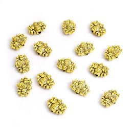10pcs Vintage Lotus Flower Spacer Beads Charm Antique Silver/Gold Colour Buddhism Loose Bead For Jewellery Making Bracelet Necklace