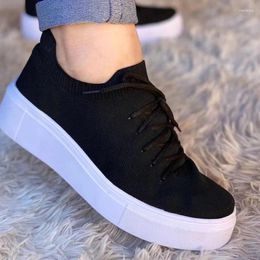 Casual Shoes Women Mesh Breathable Sneakers 2024 Female Elastic Lace Up Platform Vulcanised Sport Ladies Footwear Plus Size 43