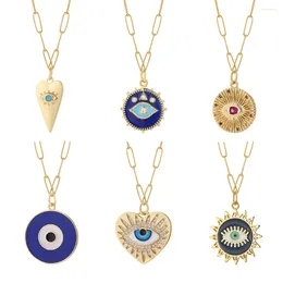 Pendant Necklaces Turkish Evil Blue Eye Necklace For Women Gold Colour Stainless Steel Chain Choker Lobster Clasp Trendy Goth Jewellery Party