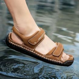 Men s Genuine Casual Sandals Summer Shoes Leather Outdoor for Beach Light Roman Big Size 692 Cau 673 al Sandal Shoe
