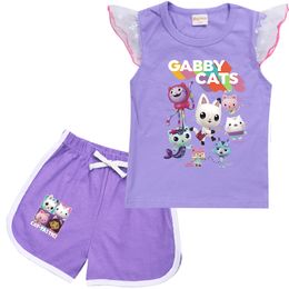 Gabby's Dollhouse Baby Girls Boy Clothes Summer T-shirt+Shorts 2pcs Set Kids Clothes Suit Toddler Cute Gabby Cat outfits Pyjamas