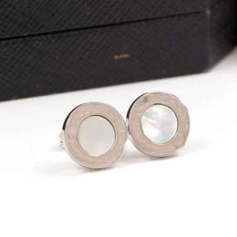 10 years factory wholesale new fashion titanium steel hypoallergenic B letter wide arc black and white shell earrings couple gift with 259a