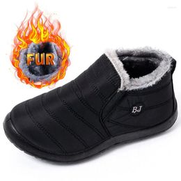 Casual Shoes Winter Sneaker Men For Waterproof Keep Warm Men's Thick Fur Snow Platform Male Footwear