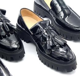 Tassel Fringe Loafers for men Handmade Thick heel Fashion Wedding Dress Shoes Man Loafers Black Derby Shoes6423873
