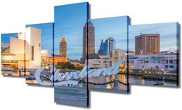 5 Panel Best City Clevel Cityscape House Paitings Pictures Canvas Paintings Poster Room Decor Wall Art HD Print Home Decor