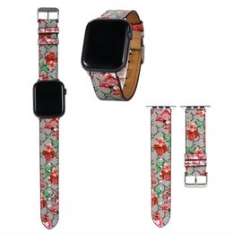 Luxury Designer Applewatch Strap for Apple Watch Band iWatch Fashion 38 40 41 42 44 45 49mm Fashion Leather Colorful Flower Bee Snake Print Watchband