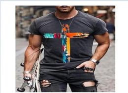 2021 Mens Print t shirts Geometric Printing Youth Short sleeve Summer Street Style Tshirts High Quality Tees Plus Size Tops 5 Col3940974