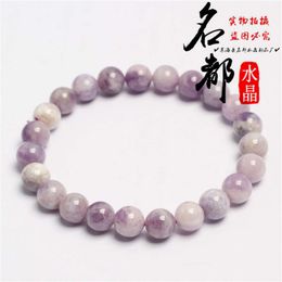 Mingdu Crystal Natural Purple Jade Crystal Bracelet Oil Painting Style Round Bead Bracelet