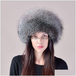 Beanie/Skull Caps Beanieskl 100% Natural Fur Hat Women Cap Thick Winter Warm Female Fashion For With Earmuffs 230926 Drop Delivery Acc Dh9Jl