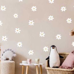 Wall Decor Boho Daisy Flowers White Watercolor Wall Stickers for Kids Room Wall Decals Baby Nursery Home Decoration Girl Bedroom d240528