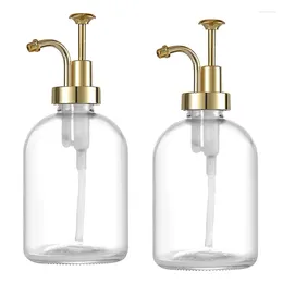 Storage Bottles 2Pcs Thick Clear Glass Jars Soap Dispenser With Pump Round Rustproof Dish Dispensers