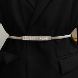 Waist Chain Belts Elastic Gold Chain Belt Female Waist Punk Y2K Silver Metal Rhinestone Belts For Women High Quality Luxury Golden Waistband QO4C