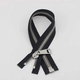 10pcs custom 50cm #15 black tape metal zipper top quality No15 big slider puller Closed-end zipper for jacket DIY bags accessory