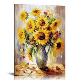 Art Sunflower Modern Floral Canvas Prints Aesthetic Posters Artwork Flowers Pictures on Canvas Wall Art for Home Office