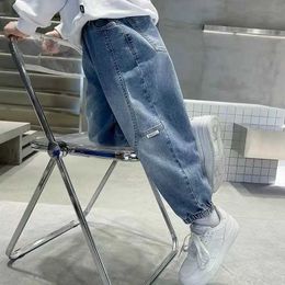 Jeans Jeans Boys jeans long pants pure cotton 2024 hot spring and autumn baby pants youth clothing WX5.27