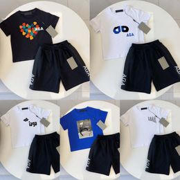 Designer kids sets baby clothes childrens boys girls T-shirts shorts Toddlers summer blue black white youth summer Clothing Sets 2-10 years