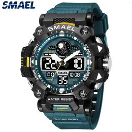 Wristwatches SMAEL Brand Men Sports Watches 50m Waterproof Digital Clock Military Watch Army 8078 Led Quartz