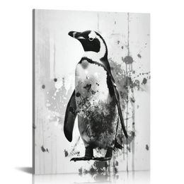 Черно -белый африканский пингвин плакат животных настенные настенные витрины холст.