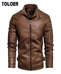 Spring Mens Leather Jacket New Arrival Fashion Vintage Leather Coat Men Stand Collar Military Bomber Jacket Male chaqueta hombre C2816530