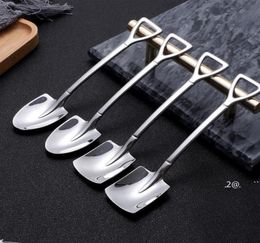 new304 Stainless Steel Spoon Mini Shovel Shape Coffee Spoons Cake Ice Cream Desserts Scoop Fruits Watermelon Scoops EWF63621031036