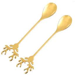 Spoons 2 Pcs Christmas Spoon Stainless Steel Teaspoons Elk-shaped Stirring Dessert Gift Of