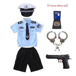 New Kids Child Cop Police Officer Uniform Halloween Police Costume Boys Girls Policeman Cosplay Police Suit With Handcuffs