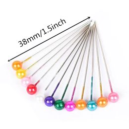 Sewing Pins-100Pcs Peal Needles 38mm Glass Ball Head Push Pins Straight Quilting Pins for Making DIY Sewing Tools Needles5BB5977