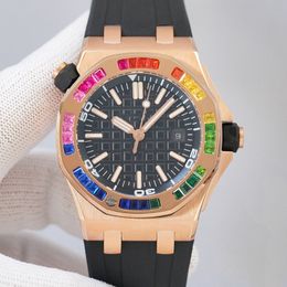 Mens Watch Automatic Mechanical Watches 42mm Designer Wristwatches Men Wrist watch Waterproof Rubber Strap Design Case With Diamond Montre de Luxe