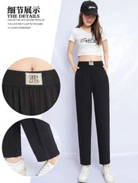 2024 new Silk and Linen loose women's casual sports pants, with hand pockets, Pleasantly cool and comfortable summer and autumn training pants