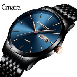 Wristwatches Men's Watches Top Ultra-thin Male Clock Steel Display Week Date Fashion Quartz-Watch Business Men Wrist