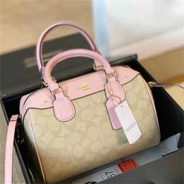 women's classic printed zipper Leather Messenger color matching hand pillow Online sales70%Off