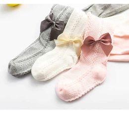 Kids Socks Baby Girls Tights 0 to 4 Years Spring Autumn Beautiful Bowknot Mesh Pantyhose For Infants Newborns Toddlers Cotton Tight For Kid Y240528I1ZB